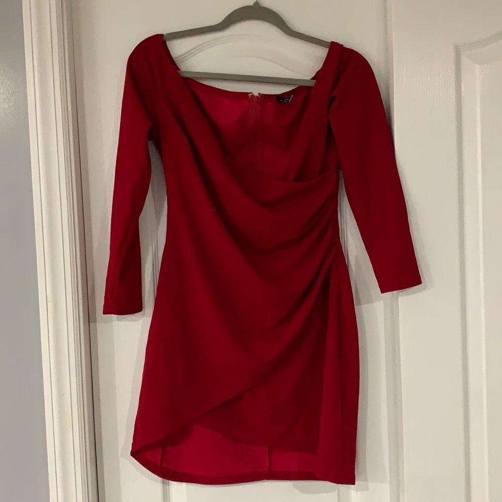 Off-shoulder red dress